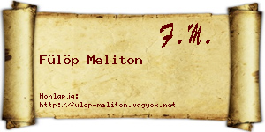Fülöp Meliton névjegykártya